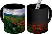 Magische Mok - Foto op Warmte Mok - Rode bloemen in een boom met een zonsopgang in North Carolina - 350 ML - Uitdeelcadeautjes