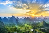 Landscape of Guilin, Li River and Karst Mountains, Near Yangshuo, China