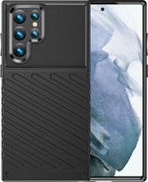 Thunder Design Hoesje Geschikt voor Samsung Galaxy S22 Ultra | Back Cover | Schokbestendig | Dunne Hoes | Flexibel TPU | Zwart