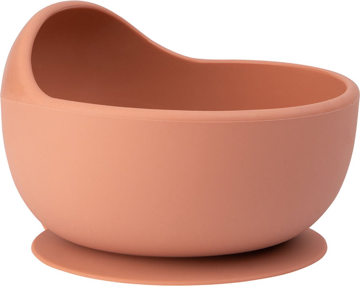 Siliconen Kom + Lepel/Vork - Amber Brown Siliconen Kom + Lepel/Vork - Amber Brown