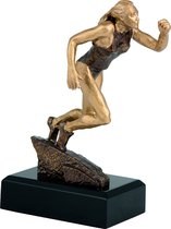 Bronzen trofee hardloopster atletiek vrouwen 19.5 cm