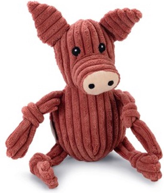 Beeztees Varken Piggi - Hondenspeelgoed - Ribstof - Roze - 33x11x10 cm