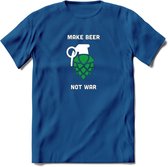 make beer not war Bier T-Shirt | Unisex Kleding | Dames - Heren Feest shirt | Drank | Grappig Verjaardag Cadeau tekst | - Donker Blauw - S