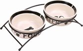 TRIXIE VOERBAK / DRINKBAK SET EAT ON YOUR FEET WIT / ZWART - 2X1,6 LTR 20 CM