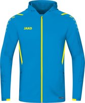 Jako Challenge Jas Met Kap Heren - Jako Blauw / Fluogeel | Maat: L