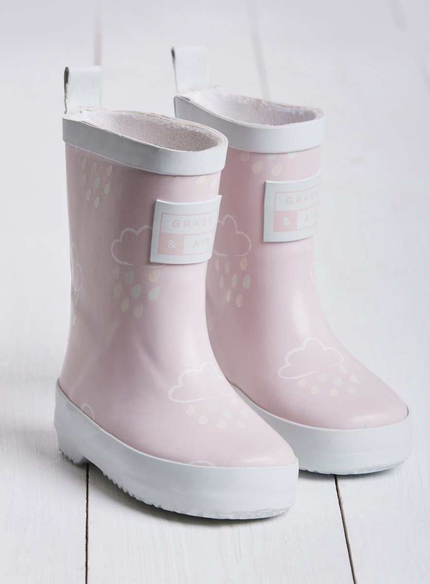 Grass & Air Kleuronthullende Regenlaarzen Baby Pink Maat 24 (UK7)