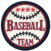 Baseball Team Tekst USA Strijk Embleem Patch 8.5 cm / 8.5 cm / Donkerblauw Rood Wit
