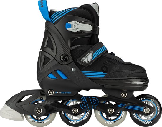 Nijdam Rollers Combo - Blue Blaze - Réglable - Clubs Norvégiens - Zwart - Blauw - Taille 29 - 32