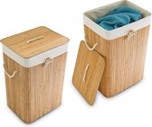 Relaxdays 2x wasmand bamboe - wasbox opvouwbaar - 80 L - 65,5 x 43,5 x 33,5 cm - natuur