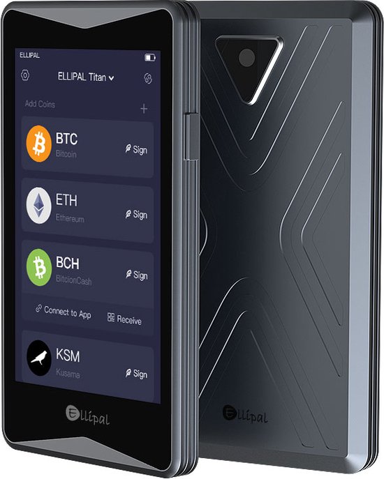 Ellipal Titan - Hardware Wallet - Air Gapped - Anti Temper - Wallet voor Bitcoin, Ethereum en vele andere crypto - Grey - Ellipal