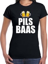 Pils baas t-shirt zwart voor dames - Drank / bier fun t-shirts S