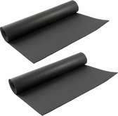 2x morceaux de tapis de yoga / tapis de sport noirs 180 x 60 cm - Tapis de sport pour le yoga, le pilates et le fitness
