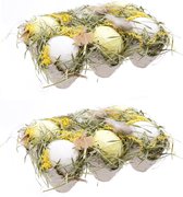 Set de 12 x Oeufs de Pâques en plastique jaune en karton 6 cm - Oeufs de Pâques pour branches de Pâques - Décoration de Pâques / décoration Pasen