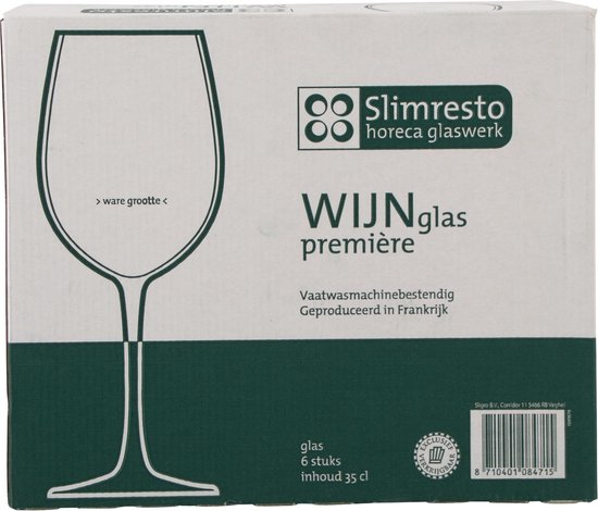 Wijnglas 35 cl GROOT Doos 6 Stuks Merk Slimresto | bol.com