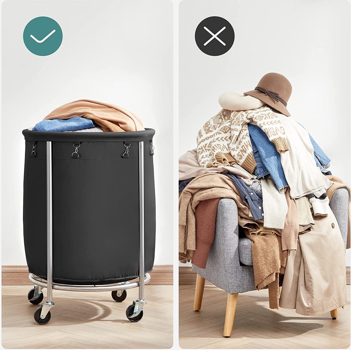 Wasmand Wasbox Metalen Wasmand Met Wielen, Ijzeren Wasmand
