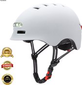 Fietshelm met LED-lampen voor kinderen - volwassenen- wit - (M- 55-58cm)