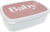 Broodtrommel Wit - Lunchbox - Brooddoos - Quotes - Baby on the way - Spreuken - Baby - 18x12x6 cm - Volwassenen