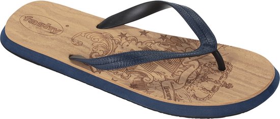 Slippers - Heren - Lawrence - Blauw met Zwart - Maat 43/44