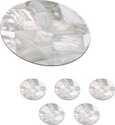Onderzetters voor glazen - Rond - Glanzend parelmoer van dichtbij uit de natuur - 10x10 cm - Glasonderzetters - 6 stuks