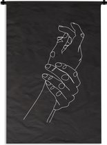 Tapisserie - Tapisserie - Mains - Dessin au Line - Zwart - Wit - 90x135 cm - Tapisserie