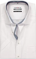 MARVELIS comfort fit overhemd - korte mouw - wit (blauw contrast) - Strijkvrij - Boordmaat: 41