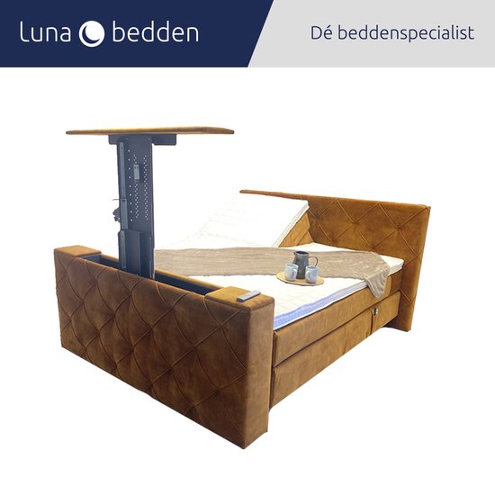 Luna Bedden - Boxspring Amsterdam - 160x200 Compleet Antraciet Elektrisch verstelbaar & Tv-lift