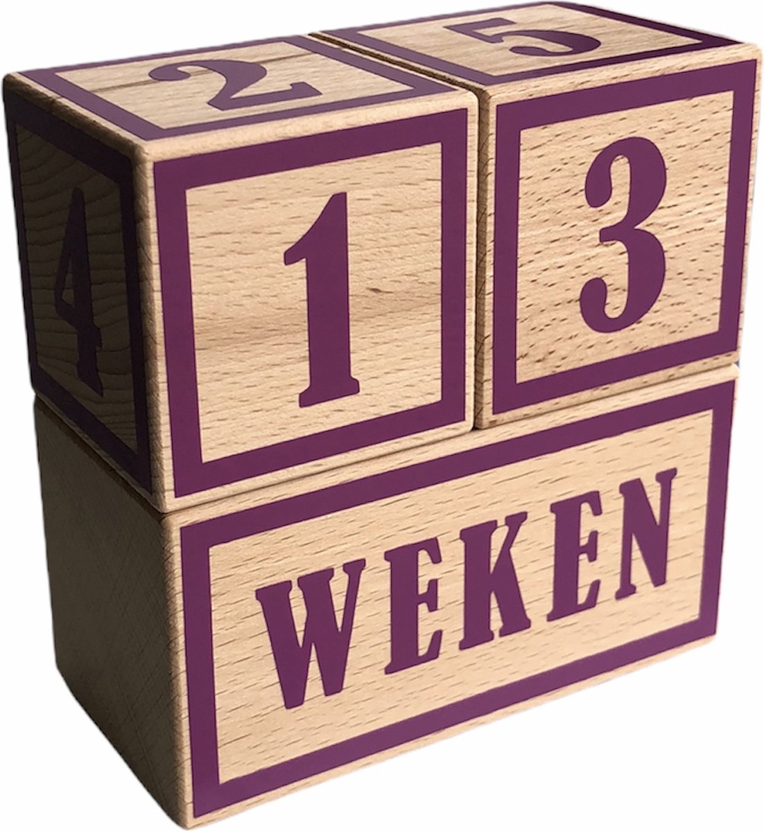 Goedkoopste Houten mijlpaalblokken - paars - kraamcadeau - leeftijden en momenten - 3 blokken