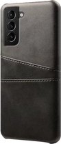 Backcover geschikt voor Samsung Galaxy S21 FE - Zwart - PU Leer - Pasjeshouder