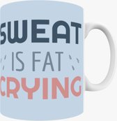 Mijnmokbedrukken® | SWEAT IS FAT CRYING Mok met tekst | Fitness Mok gepersonaliseerd| Positieve mok | Sportschool mok | Sport mok met opdruk