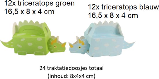 Foto: Traktatie uitdeel doosjes dinosaurus 24 stuks triceratops voor jongens of stoere meisjes