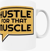 Mijnmokbedrukken® | HUSTLE FOR THAT MUSCLE Mok met tekst | Fitness Mok gepersonaliseerd| Positieve mok | Sportschool mok | Sport mok met opdruk