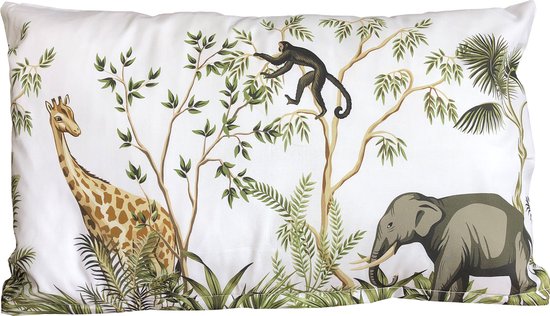 Kussen Jungle-Kinderkamerdecoratie-giraf-Olifant-Kinderkameraccessoires-kussen met binnenkussen-maat 25x50cm