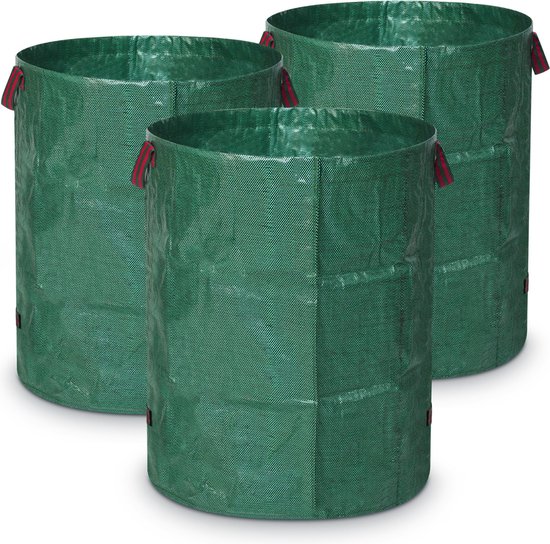 Sac poubelle de jardin réutilisable Navaris 272 litres - Set de 3 pièces - Sac  de