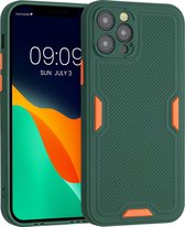 kwmobile hoesje geschikt voor Apple iPhone 12 Pro - Hoes met reliëf voor extra grip in oranje / groen - Robuust ontwerp design