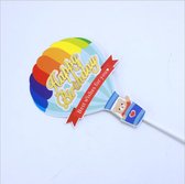 Taart topper happy birthday - taartdecoratie - verjaardag - luchtballon - kinderfeestje