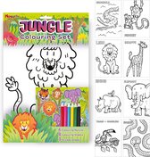 Jungle tekenset | Kleurplaten kleurpotloden en stickers | Dieren | Knutselen | Tekenen| Stickers | Kleurpotloden | Stiften | Tekenset voor kinderen