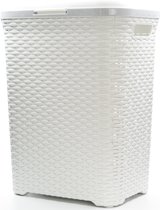 PrimeHome wasmand met deksel – wassorteerder - wasbox - wasmanden met deksel - 55 liter – kunststof - wit