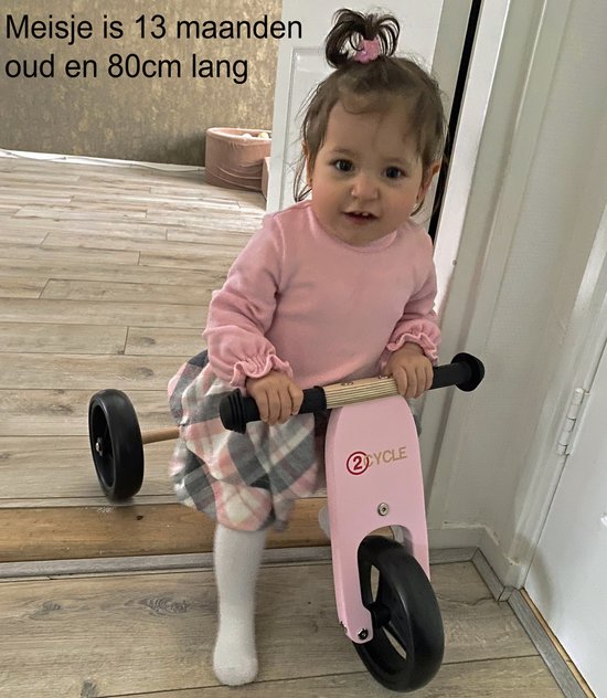 2Cycle 2 in 1 Loopfiets/Driewieler - Hout - Jongens en Meisjes - 1 Jaar - Speelgoed - Roze