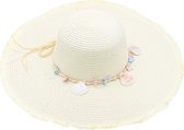 Hoed met Schelpen - Dames - Lengte 45 cm - Wit