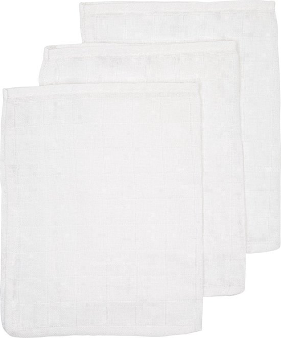 Meyco Baby Uni washandjes - 3-pack - hydrofiel - white - 20x17cm