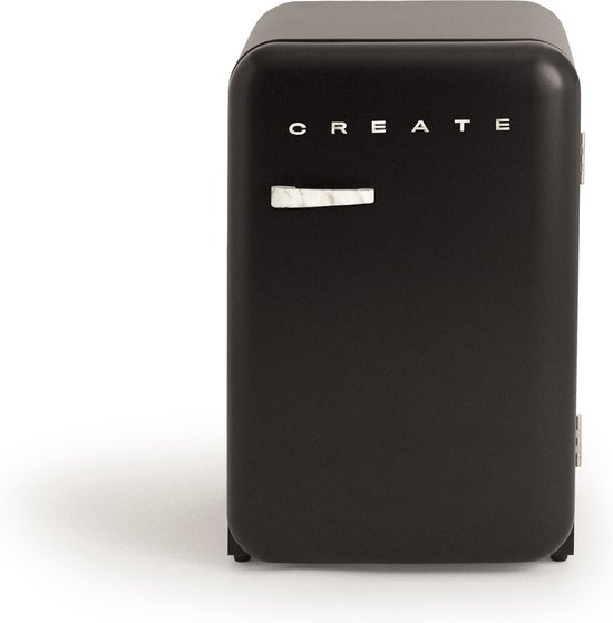 CREATE - Koelkast in retrostijl - Zwart - Handvat Marmer - FRIDGE RETRO 107L