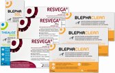 Oogzorgset: 3x BlephaClean '+ 1x BlephaSol '+ 1x Thealoz Duo '+ 3x Resvega | oogverzorging - oogdruppels - oogreiniging - 3maand pakket