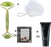 GreatGift - Beauty Pakket - Jade Roller - met 3 heerlijke gezichtsmaskers - Cadeaupakket voor haar