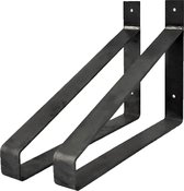 GoudmetHout Industriële Plankdragers XL 35 cm - Staal - Zonder Coating - 4 cm x 35 cm x 25 cm