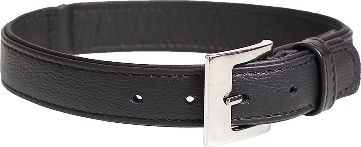 Popular leder halsband Zwart 46-54cm/32mm