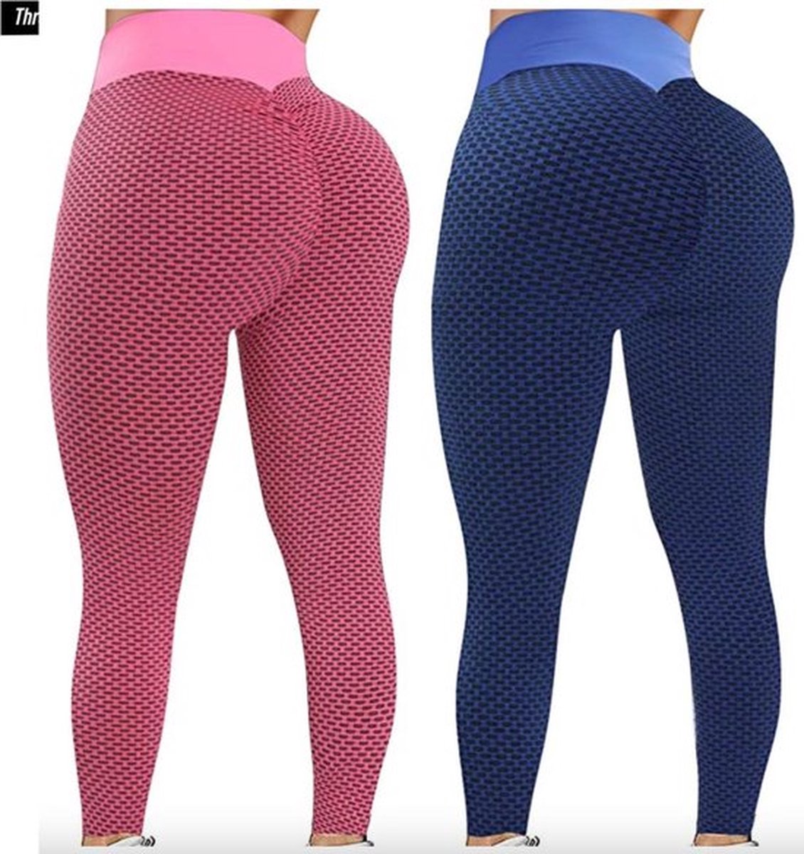 Sportlegging dames 2STUKS Large – legging dames meisje - Tiktok legging – Blauw & roze