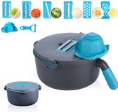 Multifunctionele Groentesnijder - Alles-in-1 - Handmatig - Met Bakje - Keukenrobot - Groentehakker - Uiensnijder - Grijs