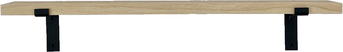 GoudmetHout® Wandplank Industrieel - 50 x 15 cm Muurplank - Eiken Hout - Decoratie Wandrek & Boekenrek - Hangplank Keuken - Wall Shelf + 2 Mat Zwarte Plankdragers van Staal