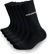 6 X Mives® tennis & fitness sokken Heren 40-45 zwart - 6 paar