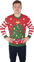 PTIT CLOWN - Rode Kersttrui met licht en muziek voor volwassenen - L/XL